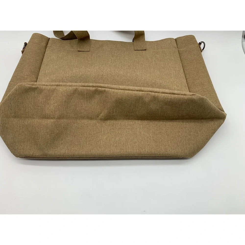 Bella Russo Large Canvas Tote Bag Tan Khaki Crossbody Shoulder‎ Strap Travel 18
